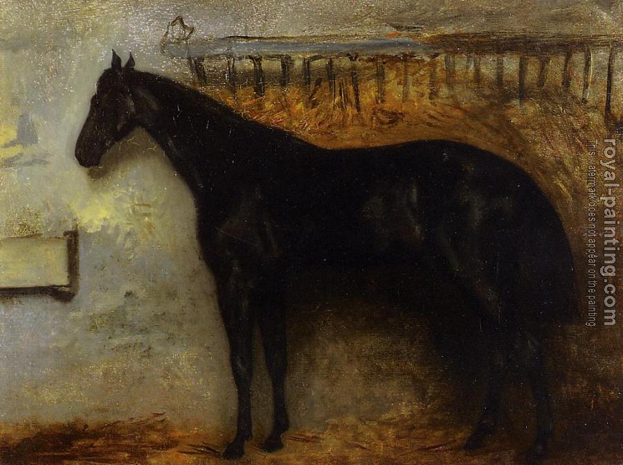 Theodore Gericault : Black Horse in a Stable